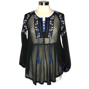 Free People S embroidered lace top black